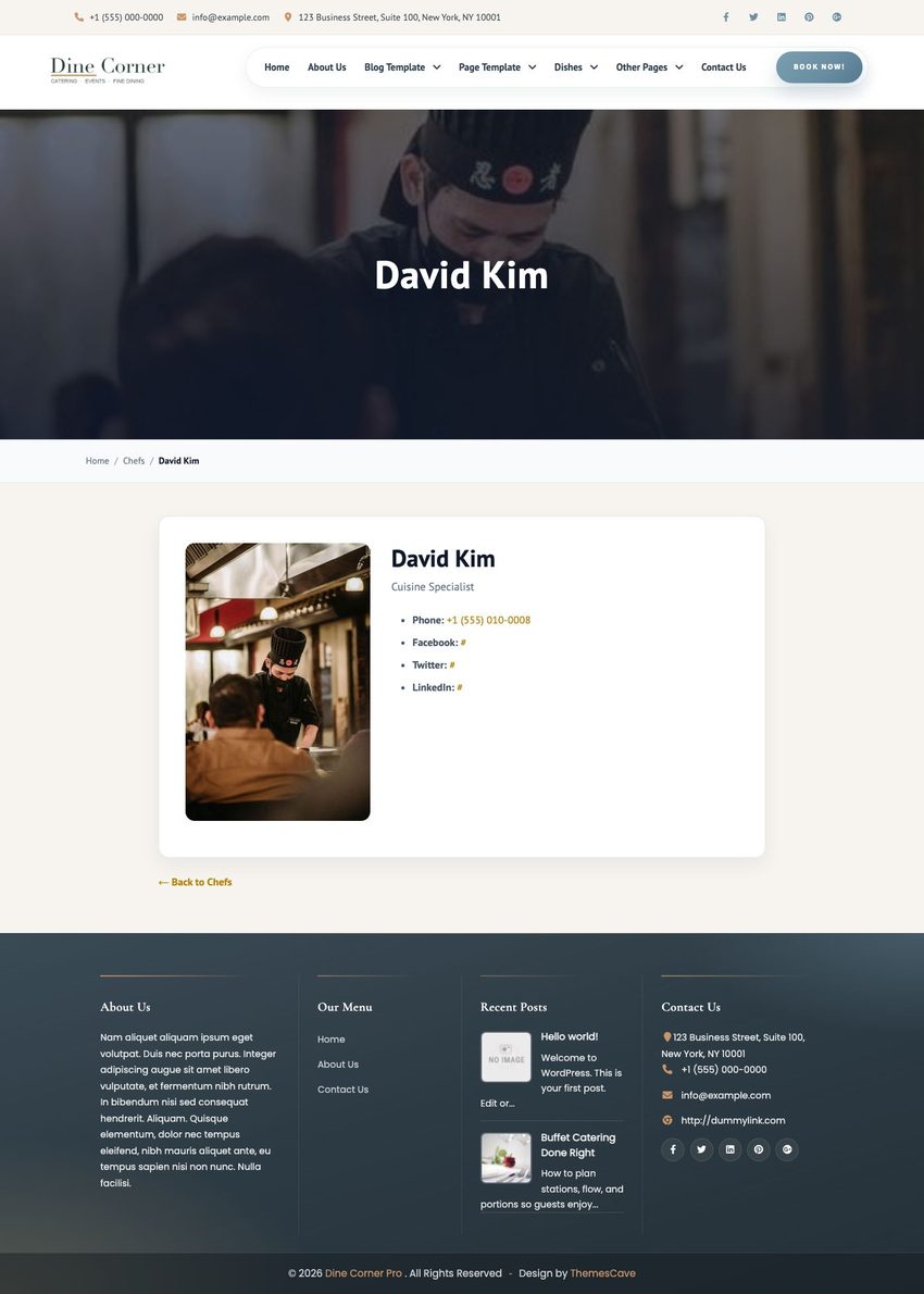 Single chef page