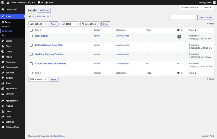 Posts list
