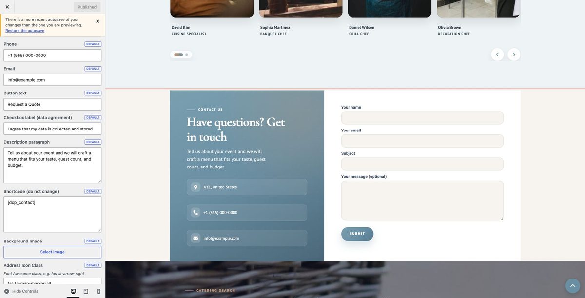Contact customizer