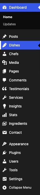 Admin post types menu