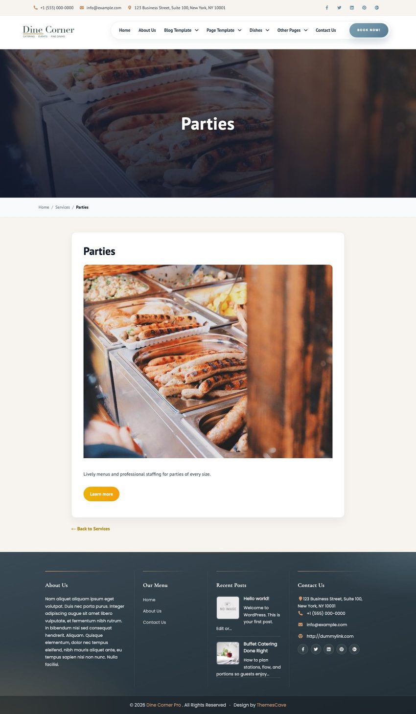 Single service page