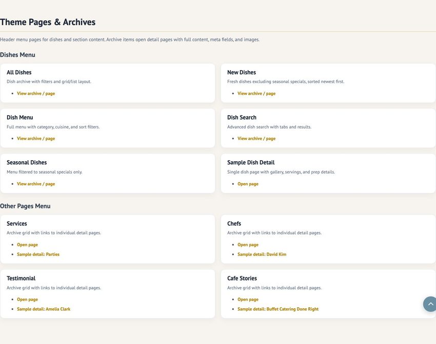 Theme pages catalog