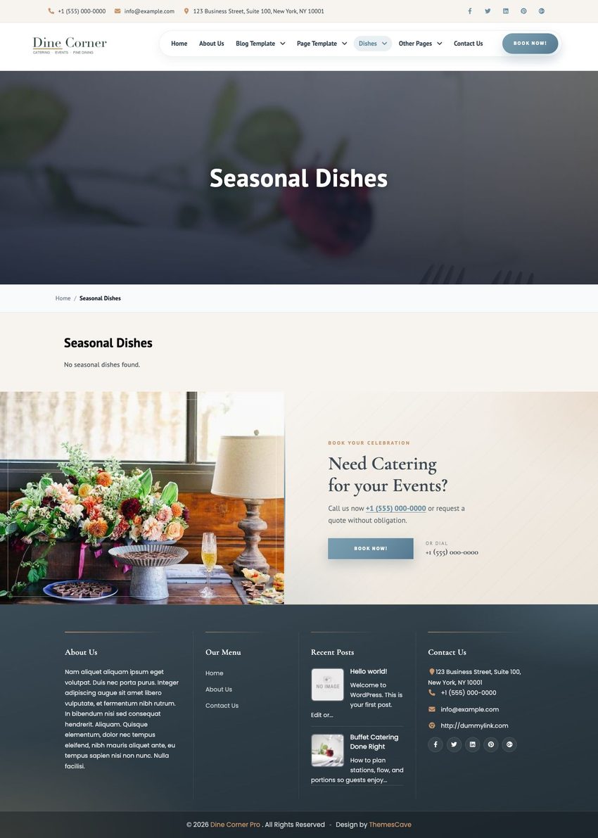 Seasonal dishes page